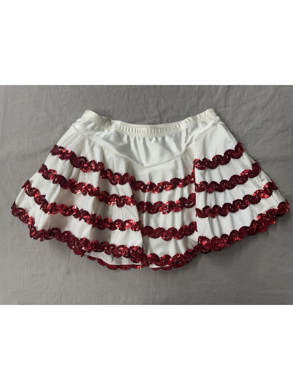 Body Wrappers Leotard Skirt white With Red Sparkle Size M